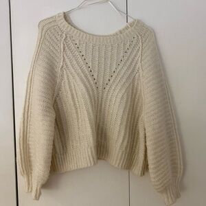 Free People Cream Chunky Knit Sweater
